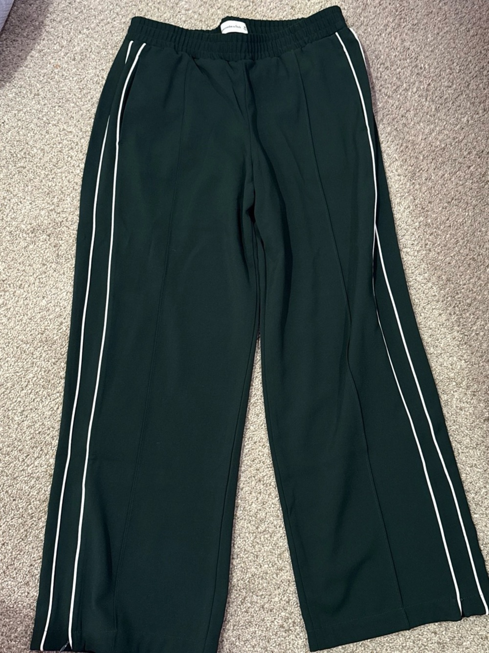 Abercrombie & Fitch Black Track Pants with White Side Stripes